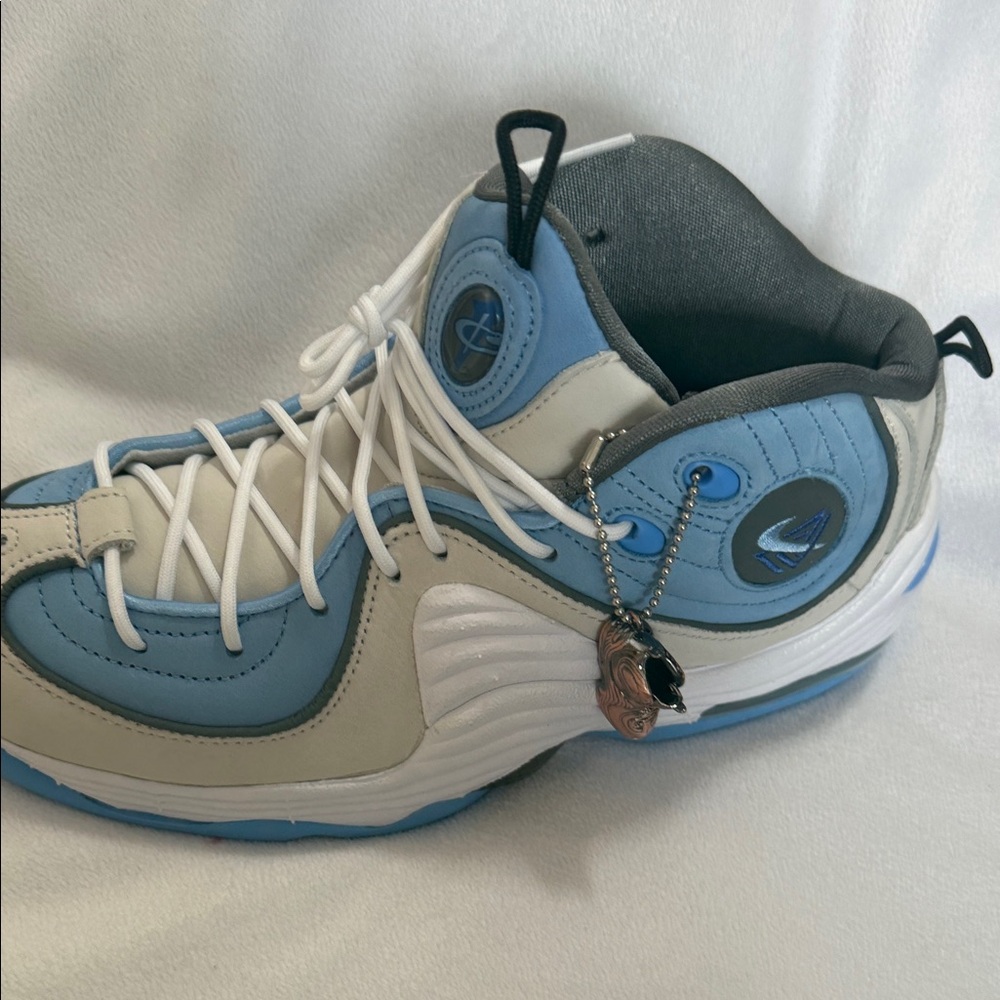 Blue and White High-Top Sneakers